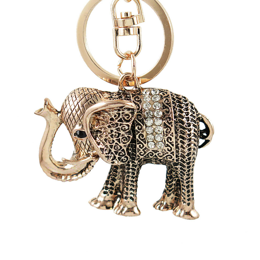 

Charm Pendant Lucky Mascot Vintage Elephant Keychain Bling Keyring Bag Purse Buckle Car Keys Holder Jewelry Gift For Women, Silver
