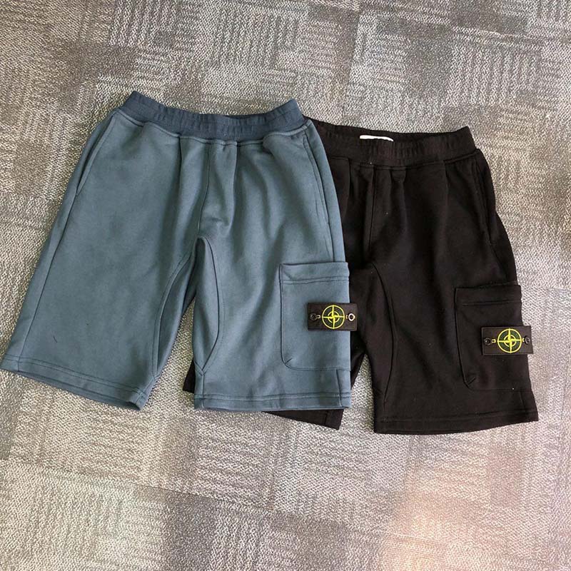 Pantaloncini da uomo in pile Cargo multi tasche coulisse cotone grigio kaki nero