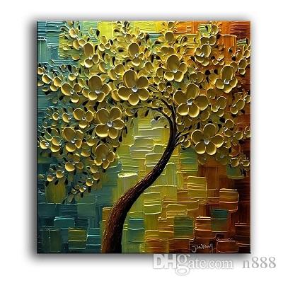 

Abstract Golden Flowers Tree High Quality HandPainted /HD Print Modern Wall Decor Art Oil Painting On Canvas.Multi sizes /frame Options Ls66