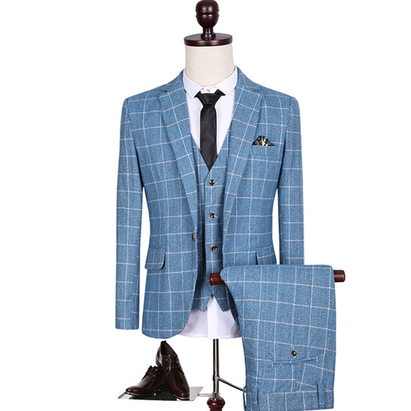 

Hight Quality Three Pieces Sets Suits / Men Fashion Business Casual Suit Blazers Jacket Coat Trousers Pants Vest Waistcoat, Tz29