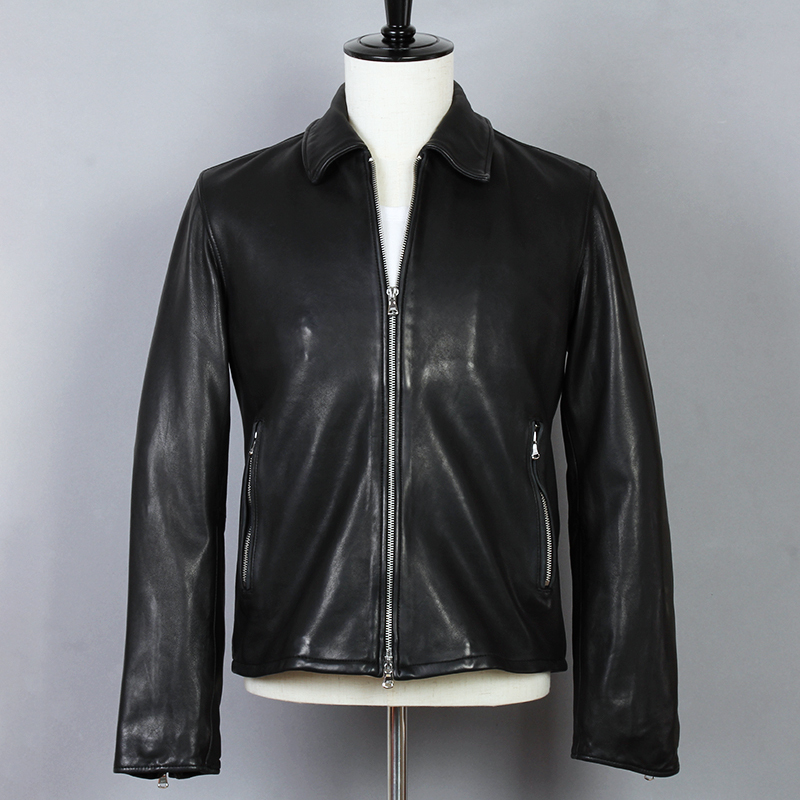 

2020 Casual Genuine Men Black Sheepskin Short Turn-down Collar Motorcycle Biker Jacket Real Leather Coat