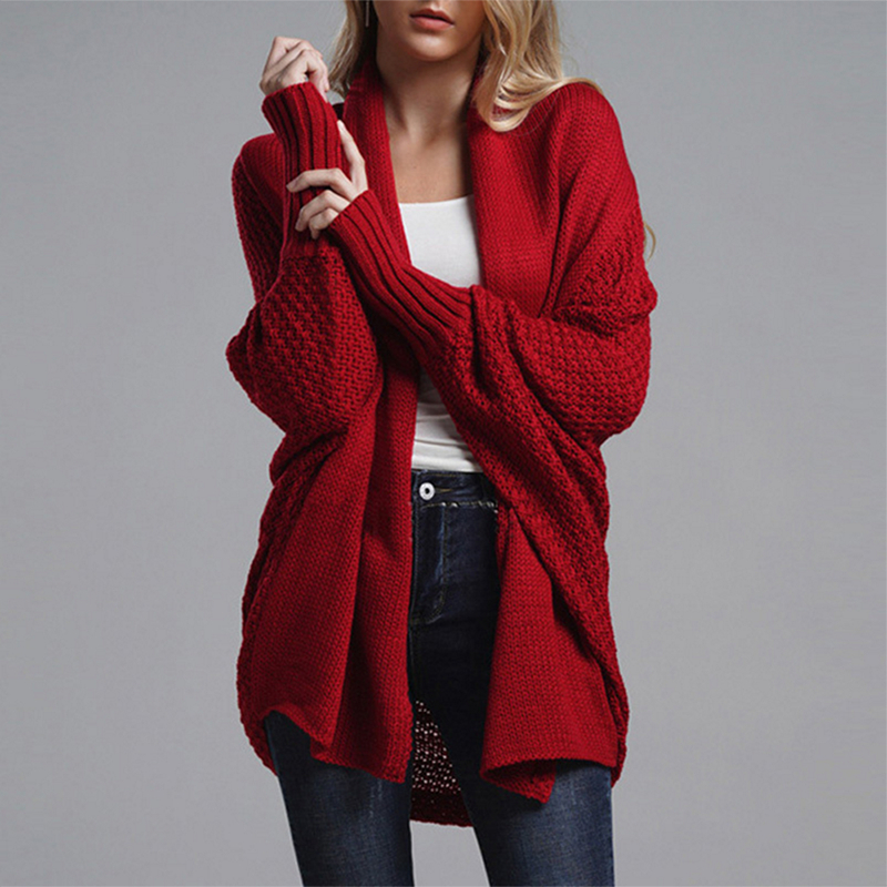 

Women Fashion Long Sleeves Solid Sweater Coat Ladies Bat Sleeves Street Casual Coat Girls Autumn Winter Warm, Black
