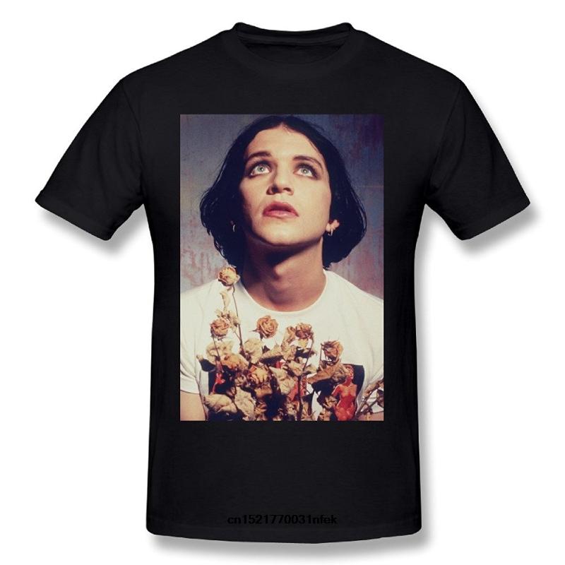 

Men t shirt Placebo Brian Molko With Flowers Black For fashion d Summer tee shirt t-shirt women, Men-darkpurple