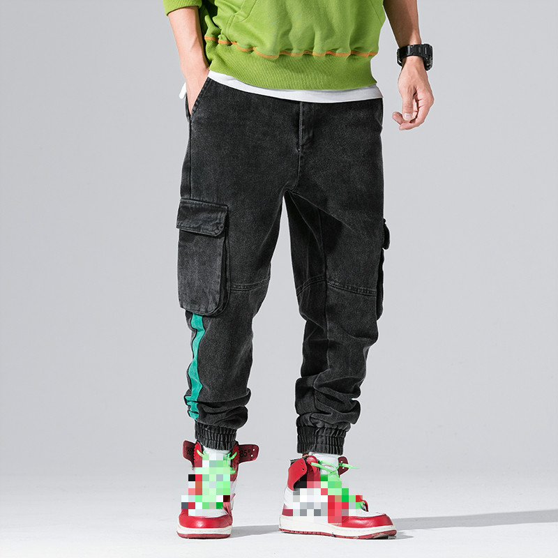 

Januarysnow Brand Designer Autumn New Fashion Cargo Joggers Men Cotton Casual Slim Streetwear Mens Joggers Pants, Black