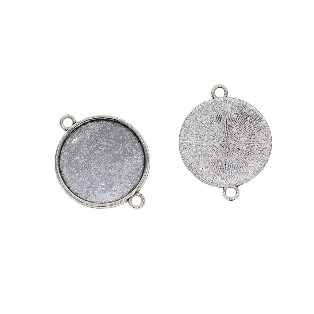 

50pieces tibetan silver round pendant blank cabochon base setting trays, Black