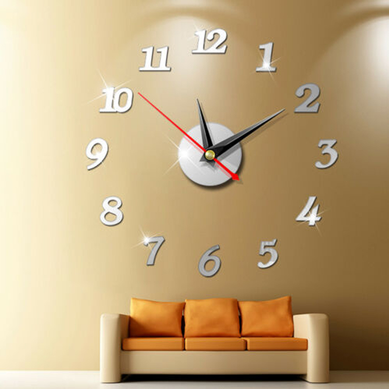 

Modern Large Wall Clock 3d Mirror Sticker Unique Big Number Watch Diy Decor Wall Clock Art Sticker Decal Home Modern Decoration
