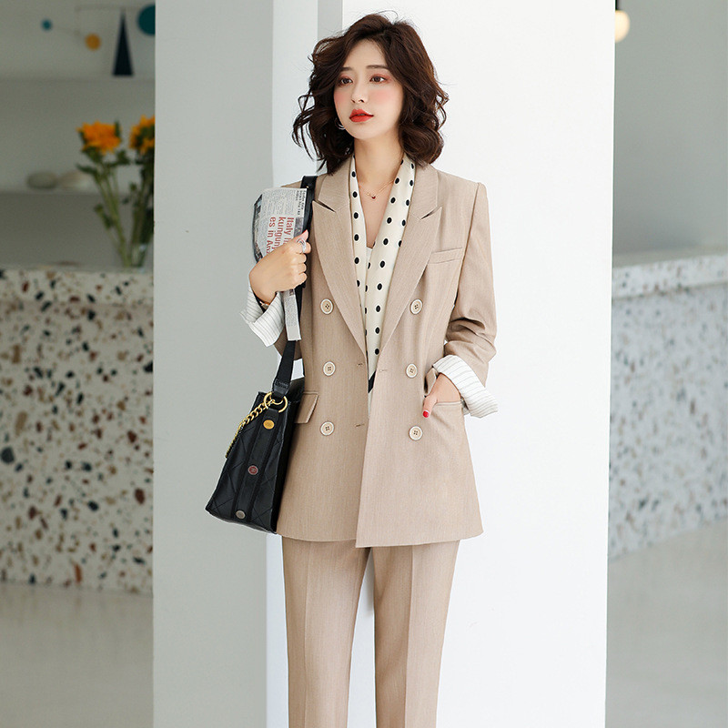 

Large size -3XL high quality autumn and winter women' professional wear Temperament full sleeve blazer Slim trousers suit set, Black