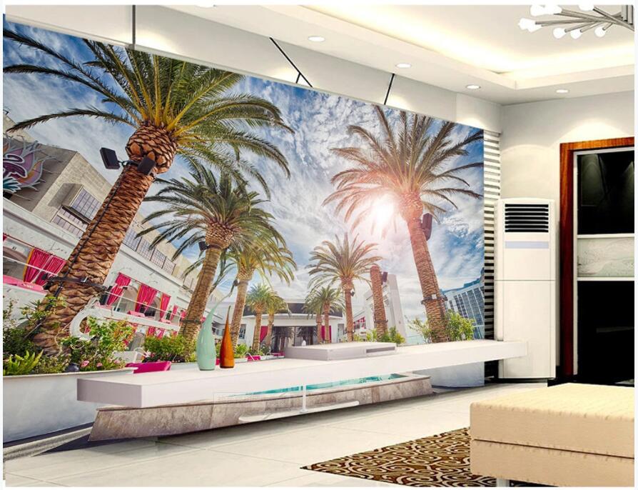

custom photo mural on the wall 3d wallpaper Tropical Coconut City Holiday Villas background home decor living room wallpaper for walls 3 d, Non-woven wallpaper