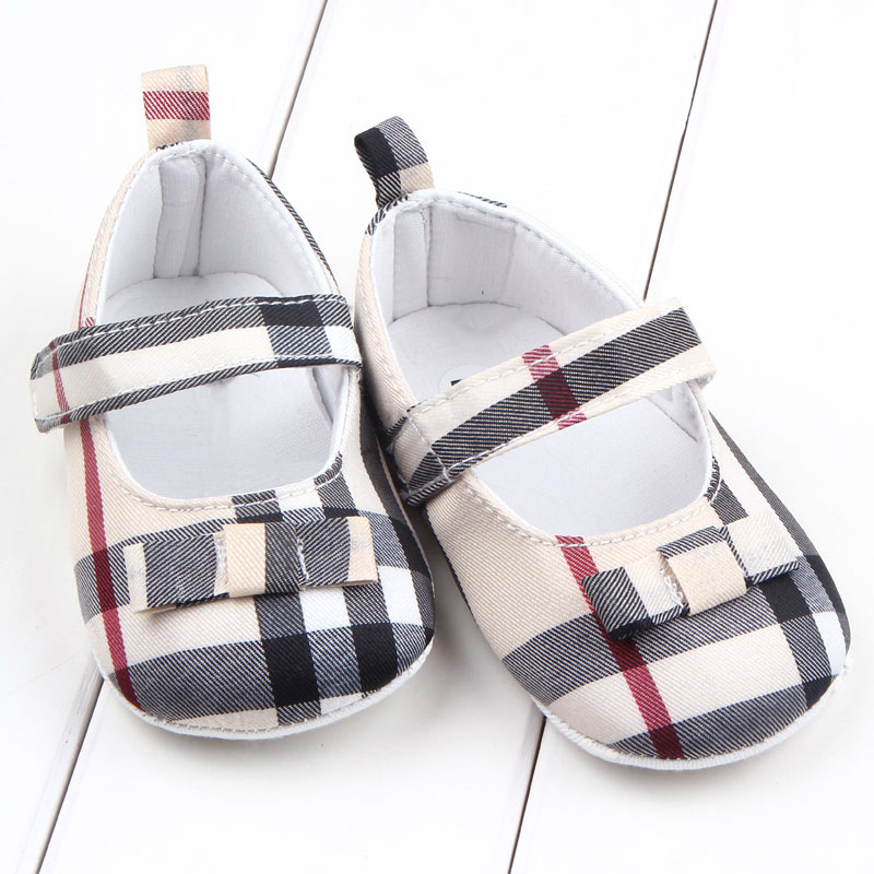 

Baby Shoes Infant Girls Grid Bowknot Shoes Beautiful Gingham First Walkers For Newborn 0-18M Moccasins, As picture