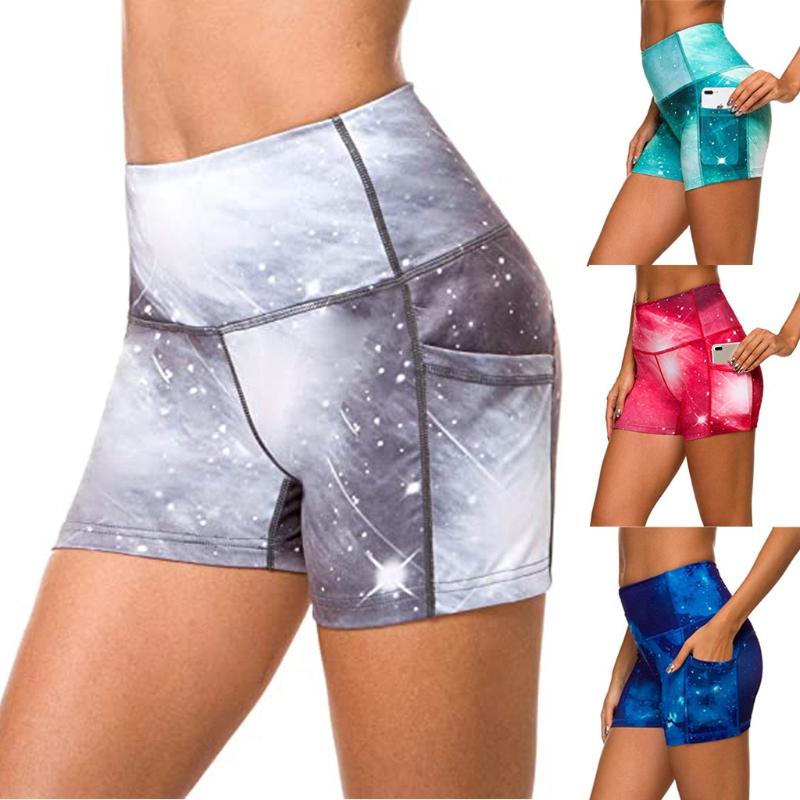 

Women's Workout Shorts Scrunch Gym Yoga Pants Tie-dye Pockets Leggings Sports Ladies Wear High Waist Fitness Running Shorts L622, Blue