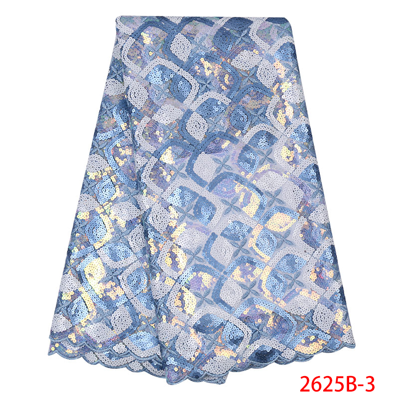 

French sequins net lace fabric african lace fabric 2020 high quality Embroidery Tulle with sequins KS2625B-3