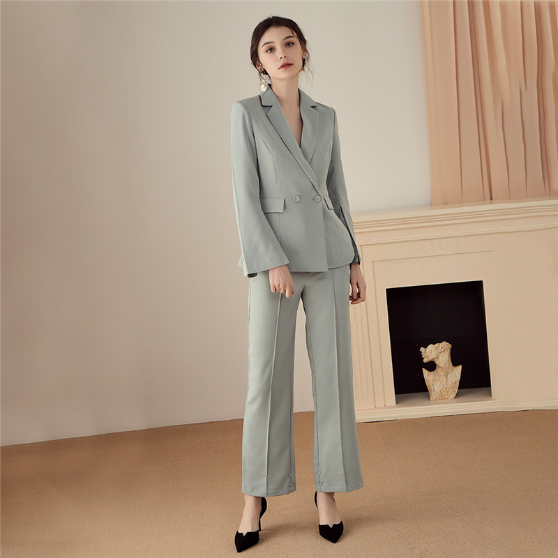

Women's suit new women's fashion double-breasted suit two-piece blazer with trousers slim fit trouser female favourite, Same as the picture
