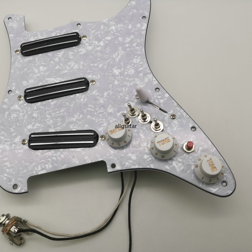 

Pearl Strat Guitar Pickups Pickguard SSS Humbucker Black Dual Pickups 3 independent Push Pull 1 enhanced tone function Wiring Harness