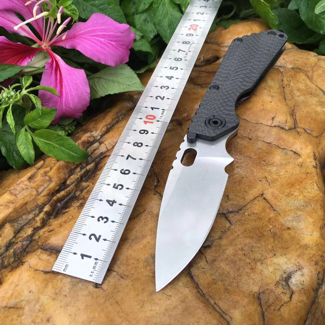 

D2 Steel Rescue Tactical Folding Knife with Titanium Carbon Fiber Handle Stone Wash Camping Pocket EDC Knife