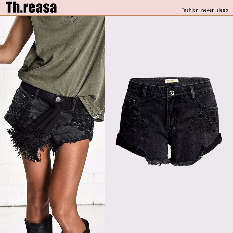 

2020 Summer Irregular Cat Black Denim Shorts Women Distressed Skinny Jeans Plus Size XXXL High Waisted Jeans Skinny