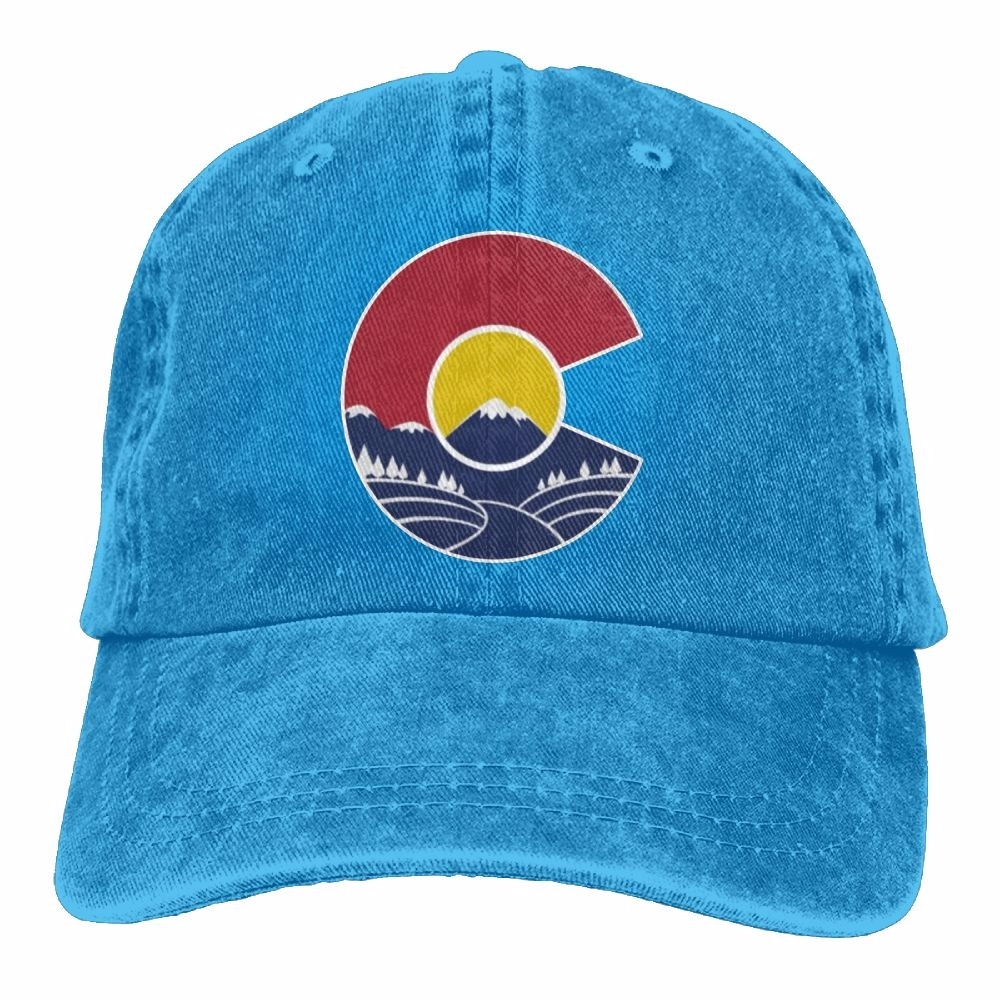

Adult Rocky Mountain Colorado Denim Baseball Caps  Gym Bill Caps Unisex Adults Funny Washed Twill Hats, Blue