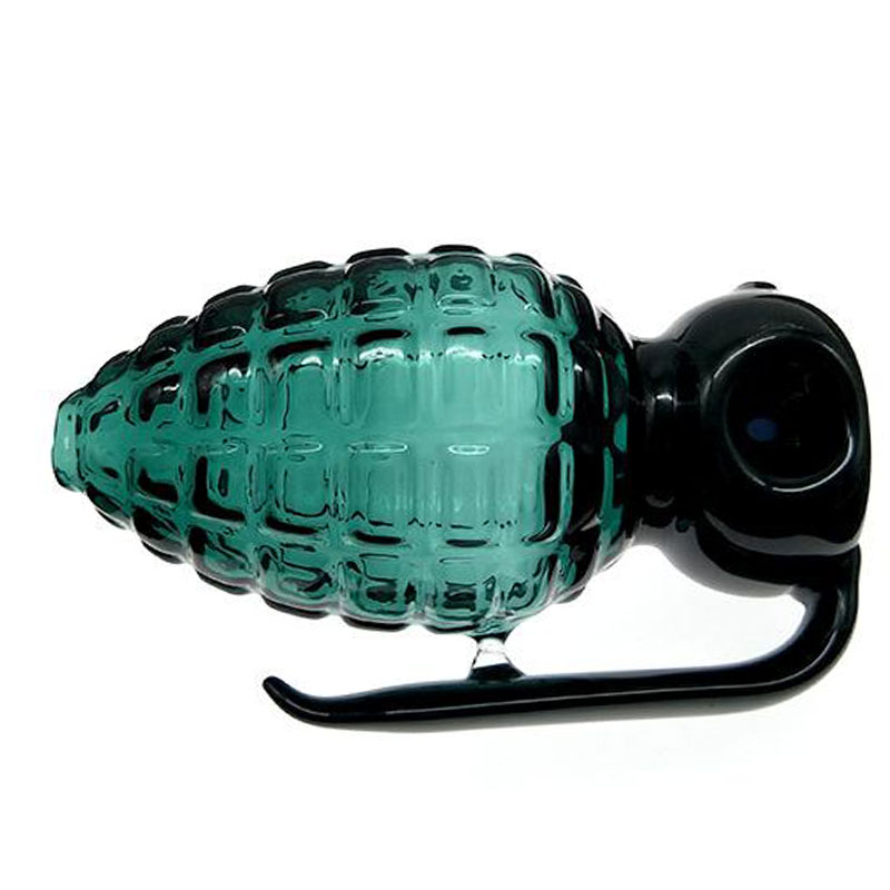 

Wholesale glass hand pipe dark green color grenade shape for smoking 4inch Length
