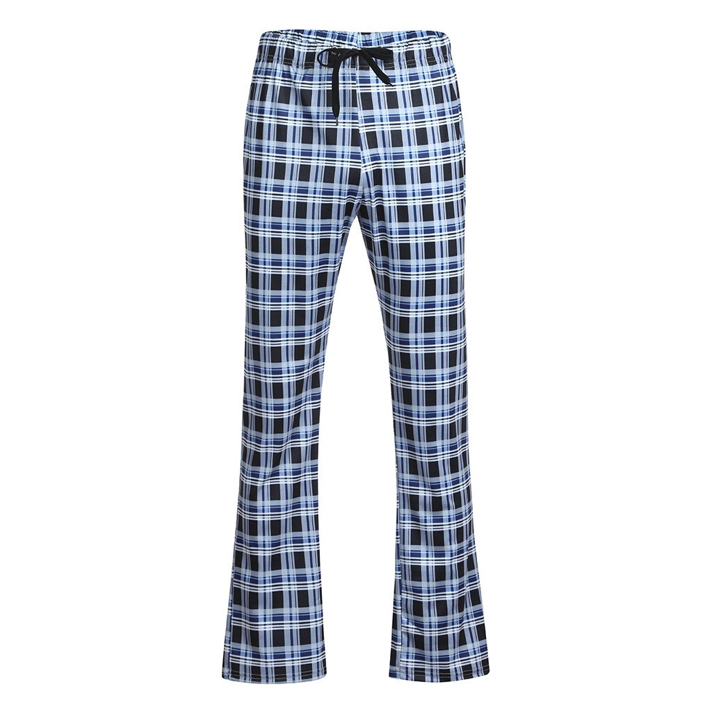 

JAYCOSIN Men's pants Plaid Printing Pajamas Men sleepwear Pants Trouser Male Fashion Summer Casual Straight man Acrylic trouser, Blue