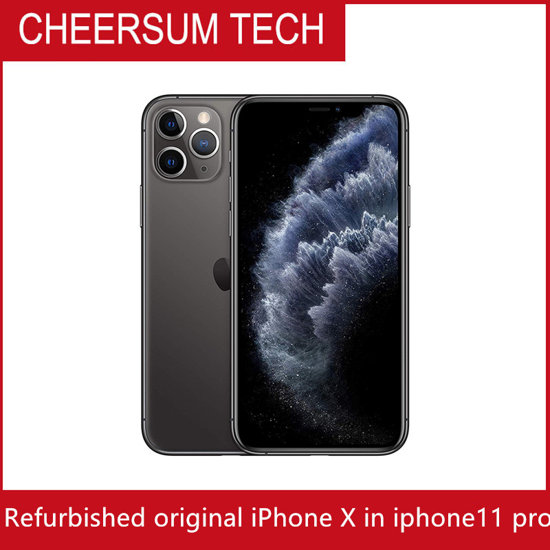 

refurbished Original Unlocked 5.8 inch iPhone X in iPhone 11 pro style Apple iPhone 11 pro RAM 3GB ROM 64GB/256GB, Silver