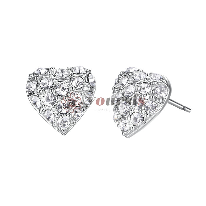 

Yoursfs Rhinestones Heart-shaped Stud Earrings For Women Gift Daily Wear Jewelry Crystal Heart Earrings