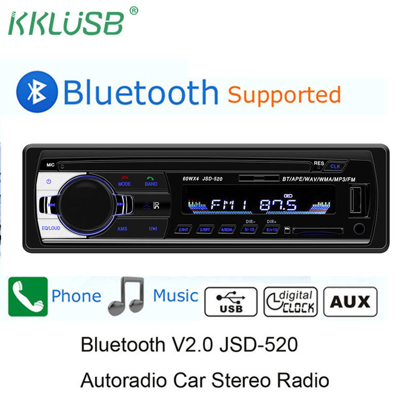 

Autoradio Jsd-520 12v Car Radio Bluetooth 1 Din Stereo Radios Aux-in Fm/usb/receiver Mp3 Multimedia Player Car Audio