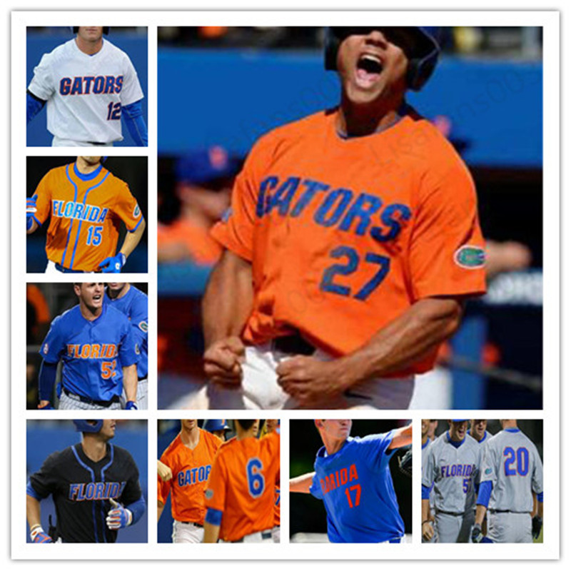 

College Florida Gators Baseball NCAA 20 Pete Alonso 37 Jackson Kowar 23 Jack Leftwich 17 Michael Byrne 27 Nelson Maldonado jersey, White
