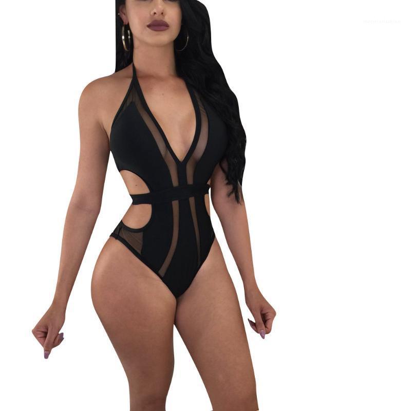 

Out Designer Bikinis Halter Sexy Swimwear Playsuits Women One Piece Bikini Summer Hollow, Blue