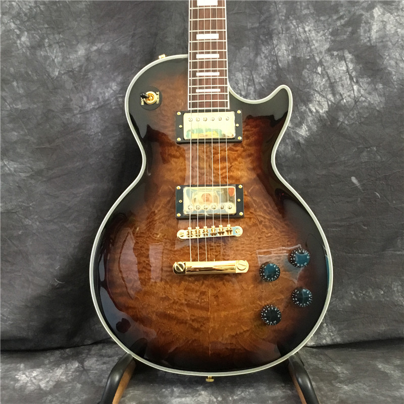 Wholesale high quality custom LP 1960 electric guitar,tiger flame top guitarra.Rosewood fingerboard.Gold hardware.Sunburst.