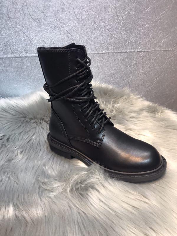 

Hot Sale- ANN DEMEULEMEESTER designer flat heeled genuine leather best high quality shoes women sneaker Lace Up ankle Boot ankle Boots, Black