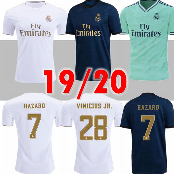 

2019 real Madrid home soccer jerseys 19 20 HAZARD camiseta de fútbol 2019 2020 VINICIUS ASENSIO football shirt kids camisa de futebol, White