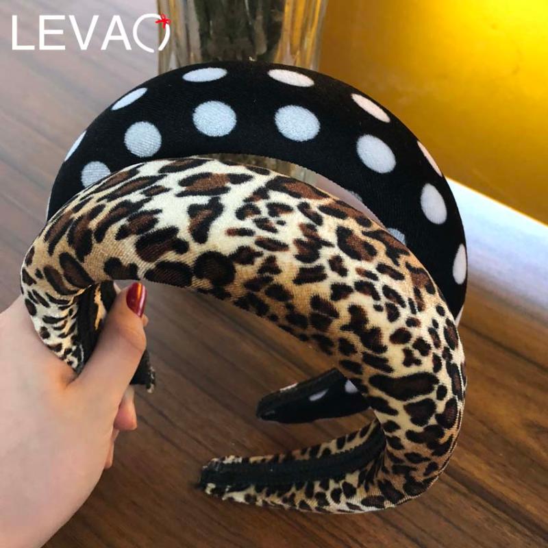 

Levao Thick Velvet Leopard Women Headbands Accessories Hair Band Dot Printed Wide Headwear Velvet Geometric Hairbands