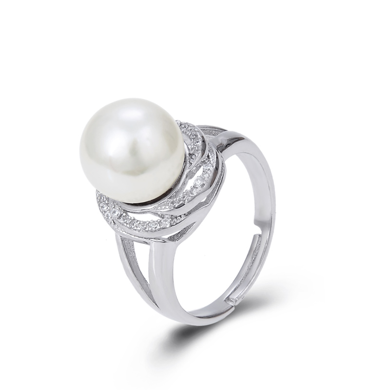 

Cluster Rings 10 Mm Wholesale Jewelry Natural Freshwater Pearl Ring Female Sterling Silver Fashion Pearls Excellent Round Finger