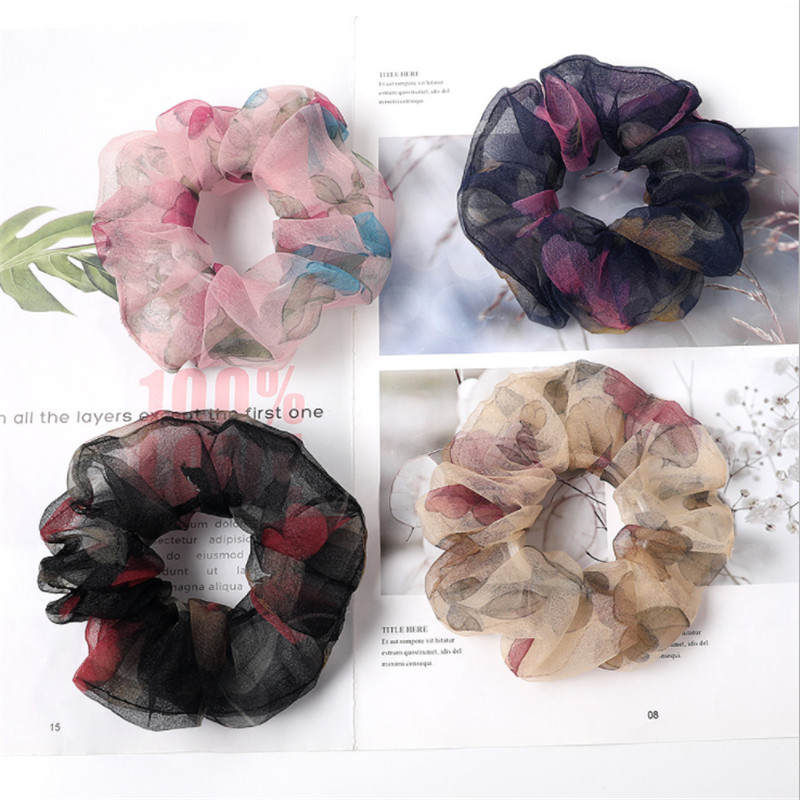 

Lady Hair Scrunchies Ring Elastic Hair Bands Pure Color Bobble Sports Dance Lace Charming Scrunchy Hairband Accessories, As show
