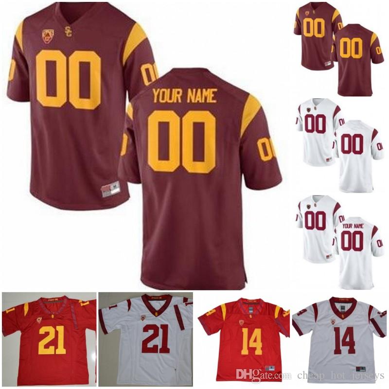 

Custom USC Trojans 2019 Football Any Name Number Red White 18 JT Daniels 10 Jack Sears 19 Matt Fink Seau NCAA 150TH Jersey, Men