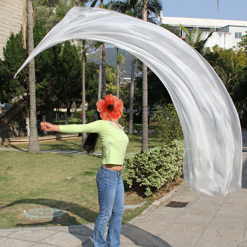 

New Arrival Belly Dance Silk Veil Poi Streamer Poi 1pc= 1pc silk veil + 1pc poi-chain-ball flowy S/M/L/XL, 1pc veil poi