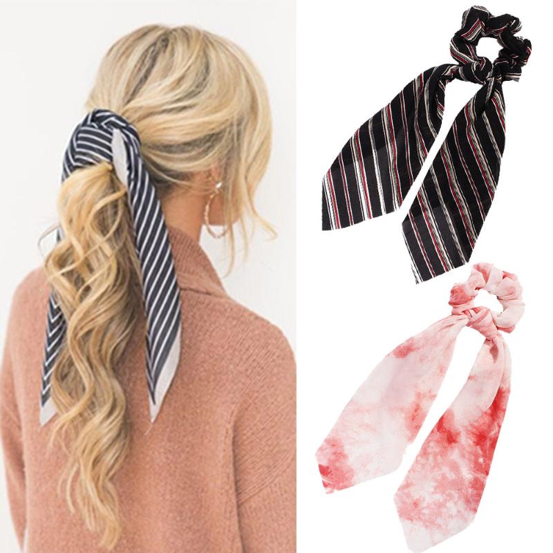 

Women Rubber Bands Ribbon Bow Hair Scarf Elastic Hair Band Rope Scrunchie Ponytail Holder Girls Horsetail Accessories