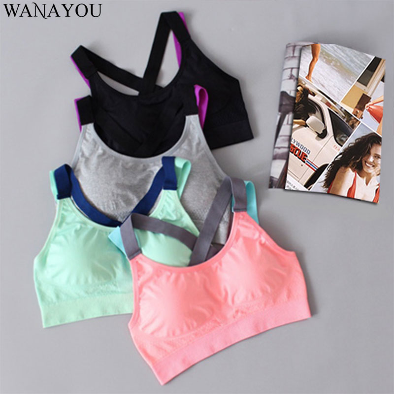 

WANAYOU Women' Push Up Cross Back Sports Bra,Seamless Breathable Fitness Gym Bra for Women,Elastic Padded Runnning Yoga Top, Green