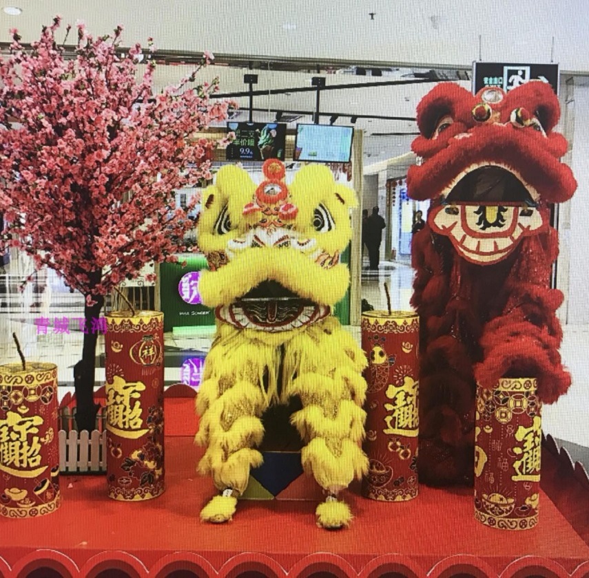 

Lion Dance Wool Costume Double Color Outfit China Southern Hongkong Macao Foshan Hand Made Stage Accessories Lion Dance For Oversea Chinese, Red