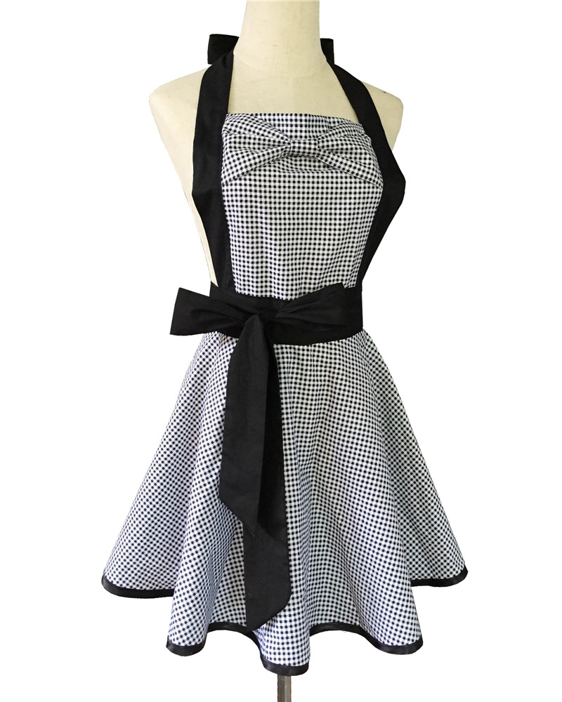 Gray Women Aprons Cute Retro Plain Cotton Cooking Extra Pocket Vintage Apron Dress Gift for Girls Lady Gifts 122025-image-419168416