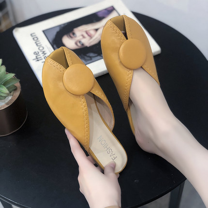 

Baotou half slippers women wear 2020 summer new fashion wild slippers ins tide, Beige