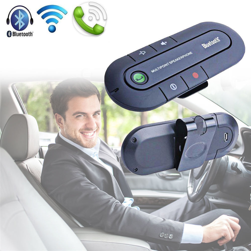 Wireless Adapter Bluetooth Handsfree Kit Visor Clip Car Microphone Case Portable Audio Video For iPhone Samsung Android-image-480903128
