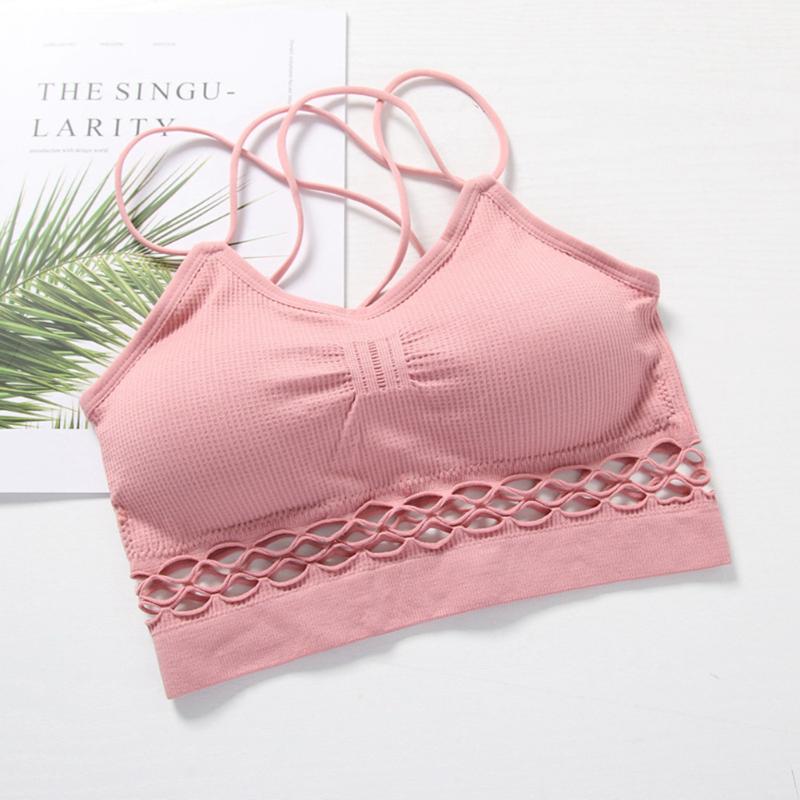 

Women Camisole Summer Cross Comfortable Prevent Exposed Underwear Nylon Breathable Fabala Seamless Wrapped Chest, Pink