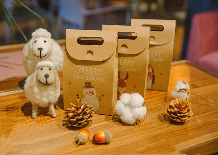 

10X Retro Kraft Paper Christmas Apple Gift Box Baby Shower Birthday Party Gift Box Christmas Candy Apple Party Supplies