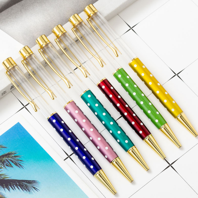 

Mixed color New Metal Dot Black Ballpoint Pens Business Office School stationery Supplies Office Birthday Gift