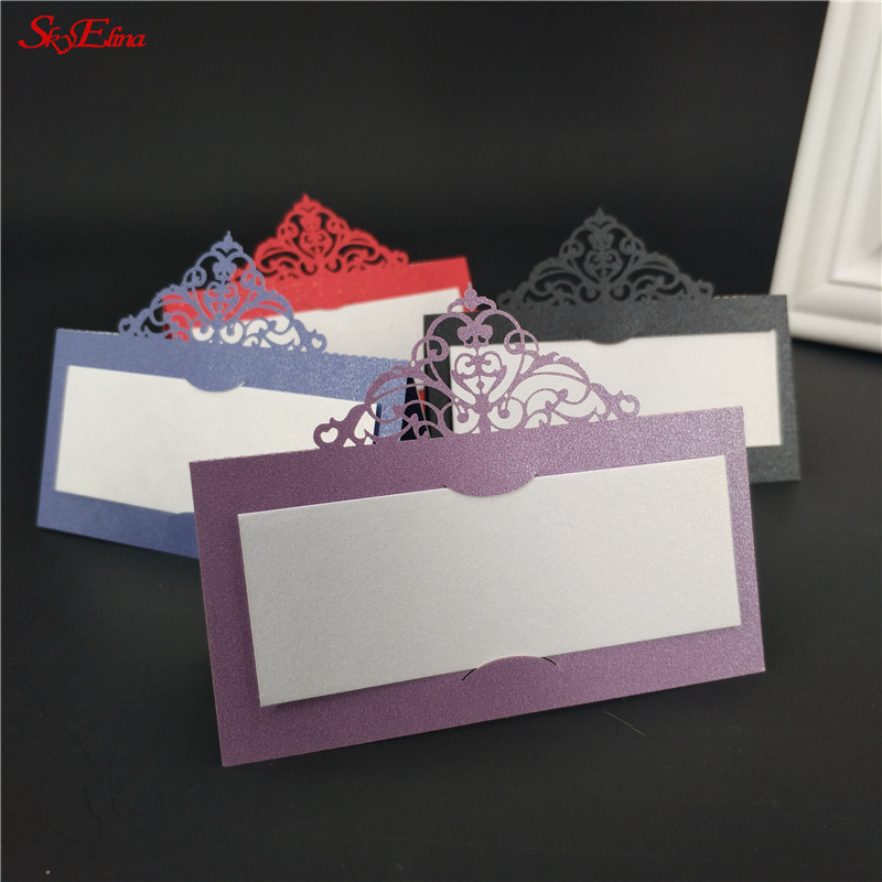 

50pcs Laser Cut Crown Table Name Card Place Card Wedding Banquet Setting Decoration Event Party Cards Favors 7Z