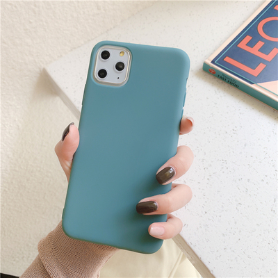 

pure color silicon case for iphone 11 protective back cover, Dark blue