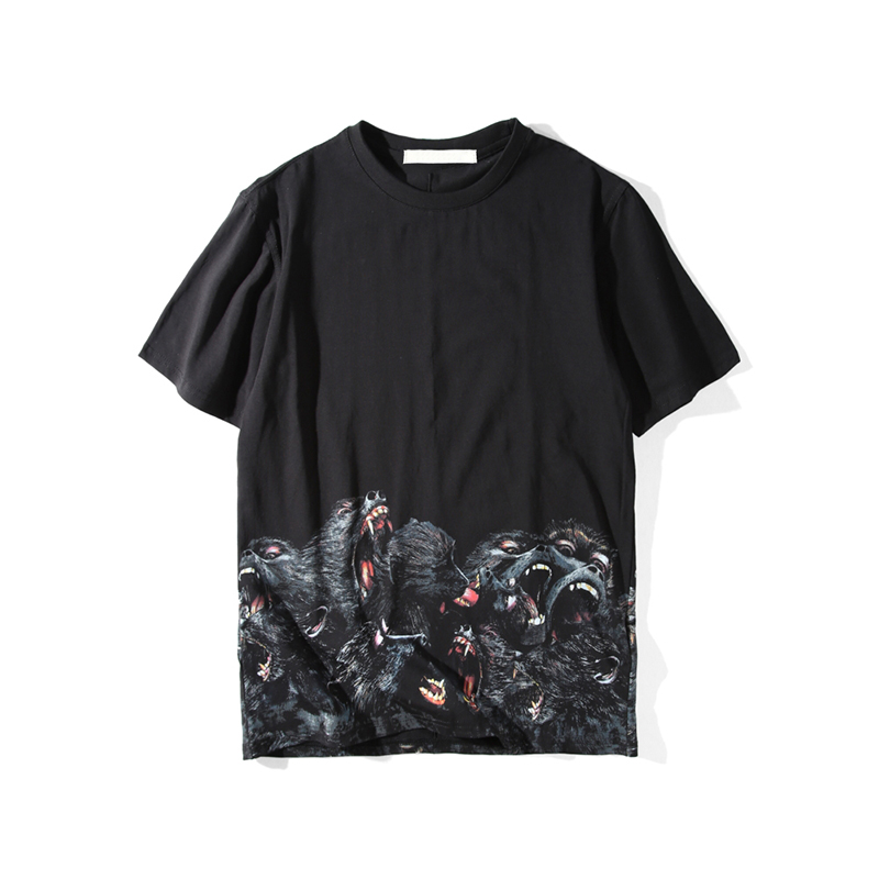 

2019 Famous Mens Polo T Shirt Men Women High Quality Short Sleeves Fashion Couples Cotton Angry Monkey Group Printing T Shirt, Black
