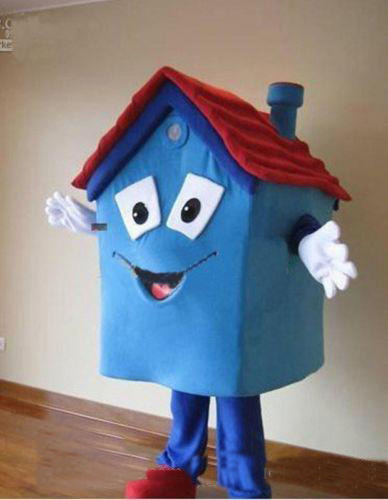 

2019 Hot sale Blue House Mascot Costume 100% High Quality House Costume Party Carnival Fancy Dress Costume, As pic