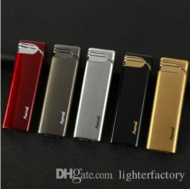 

New Arrival Genuine Aomai Compact Jet Butane Lighter Torch Flat Lighter Metal Ultra-thin Windproof Torch Inflatable Lighter