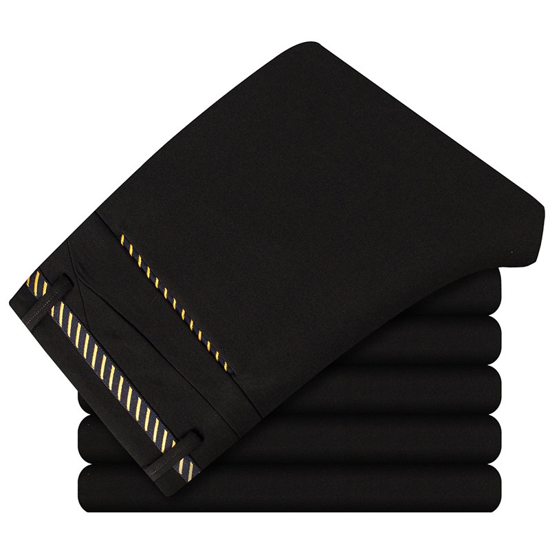 

Casual Pants for Men High Quality Business Casual Pants Brand Four Seasons Elastic Pencil Cotton Plus Size Brand Gent Life, Black